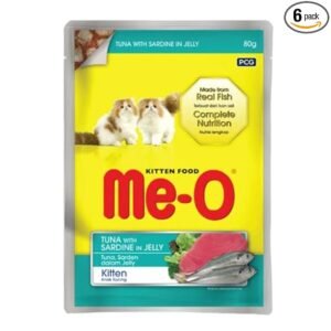 Me-O Pouch Kitten Wet Cat Food Tuna and Sardine in Jelly